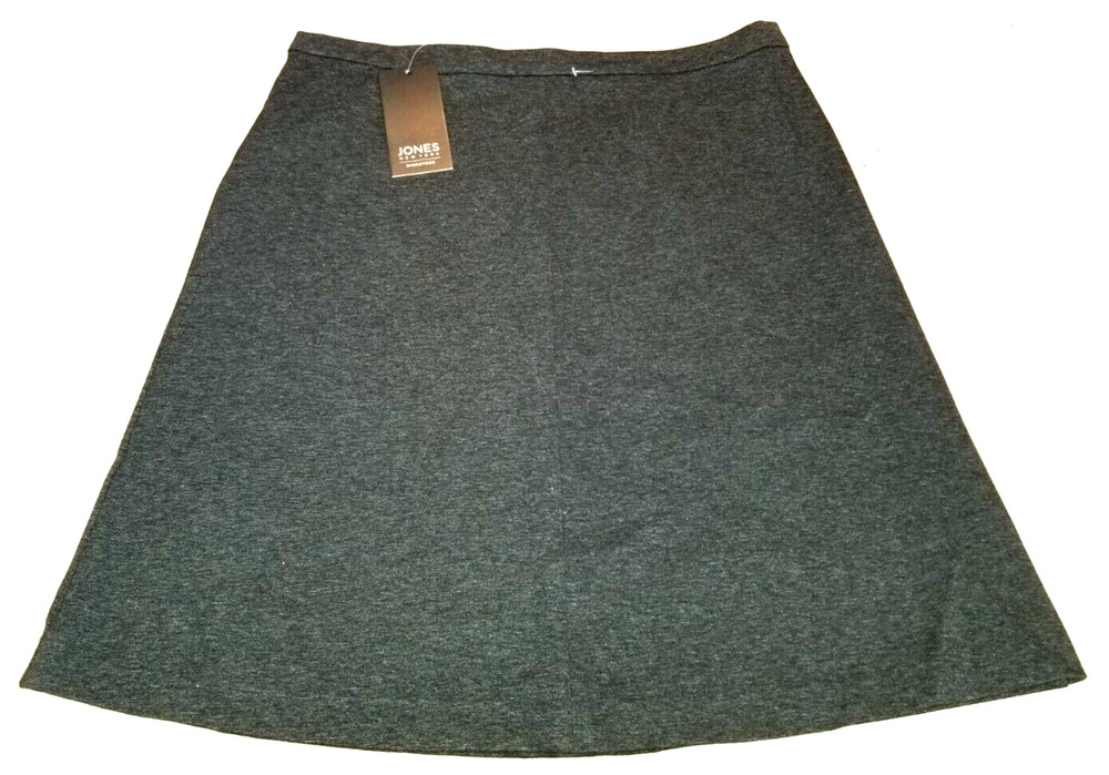 NWT Womens Skirt-JONES NEW YORK-Charcoal Heather Ponte stretch knit A-line-8